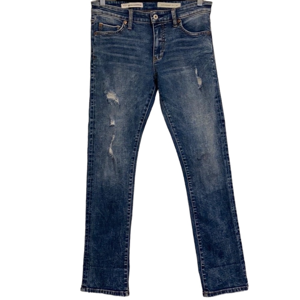 Pilcro Selvedge Slim Straight Blue Jeans Size 28 Distressed Light Stretch